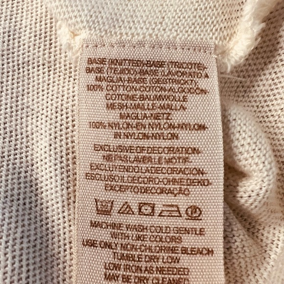 FREE PEOPLE WOMENS CREME AND SHEER BOHO LONG BELL SLEEVES TOP SIZE LARGE - Picture 5 of 16